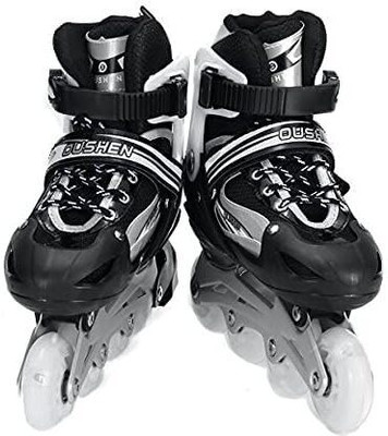 CountryLink Inline Skating Shoes with LED Light on Wheels for Boy & Girls inline skating In-line Skates - Size 8-11 UK(Black)