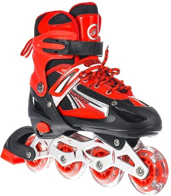 AR Jouiet Mansion Adjustable Inline Skates Set with LED Lights for Boys and Girls Kids All Age In-line Skates - Size 6-9 UK(Multicolor)