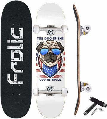 Jaspo Frolic 31 x 8 Inches Canadian Maple 7-Layer Skateboard Complete Fully Assembled 31 inch x 8 inch Skateboard(Multicolor, Pack of 1)