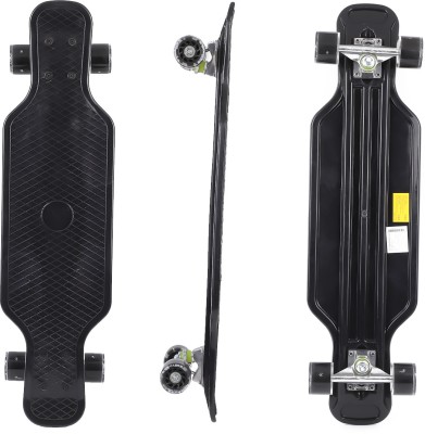 Strauss Edge Cruiser Skateboard | Longboard | PU Wheels with LED Light | 8 inch x 31 inch Skateboard(Black, Pack of 1)