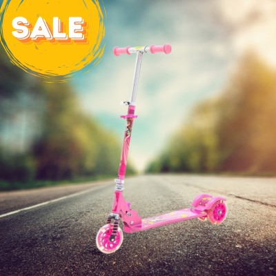 CountryLink Runner Scooter with Adjustable Height, Foldable And LED Light On Wheel 15 inch x 5 inch Skateboard(Pink, Pack of 1)