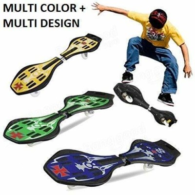 CountryLink Highly Flexible Aluminum 360 Degree Rotating Alloy Two Wheel Heavy Duty Cruiser Board | Wave Board | Caster Board | Ripstick | Skate Board 30 X 9 Inch for Beginners or Professional with LED Flash Lights PU 80mm Wheels & 180 KG Weight Capacity With Waterproof Army Design One Solder Zip Ba