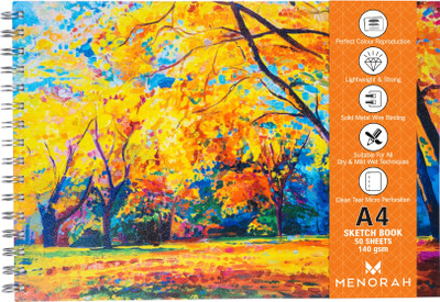 MENORAH A4-Sketch Book For Artist-Oil Paint Drawing Books-100 Pages/50 Sheets Sketch Pad Sketch Pad(50 Sheets)