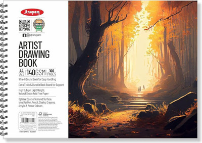 ANUPAM Artist Drawing Book A4 100 Pages 140GSM Acid Free Paper for Student and Artist Sketch Pad(50 Sheets)