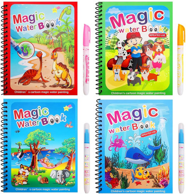 Lapower Water Marker Magic Book for Kids,Educational Sketch Pad(4 Sheets, Pack of 4)