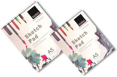 KAMAL A5 Sketch pad 50 Sheet, Set of 2 Top Spiral Artist Sketching Drawing Sketch Pad Sketch Pad(50 Sheets, Pack of 2)