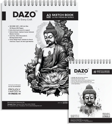 dazo Sketch Book A3 and A5 Combo, 100sheets , 140GSM (Premium Quality) Sketch Pad(50 Sheets)