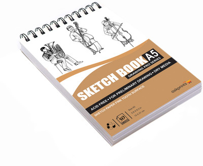 Askprints A5 Top Spiral-Bound Sketchbook for Artists | Sketching and Drawing Doodling Sketch Pad(50 Sheets)