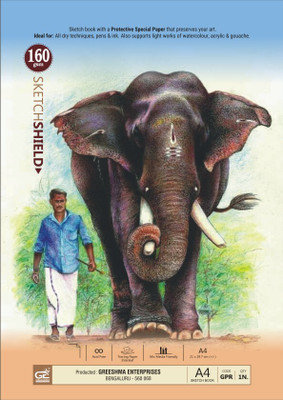Greeshma Artists Wiro Bound Sketch Book | A4 Size 100 Pages 160 GSM Sketch Pad(50 Sheets)