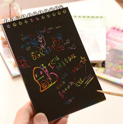 Zest4u Magic Scratch Book Scratch Art Painting Paper with Drawing Stick Sketch Pad(10 Sheets)