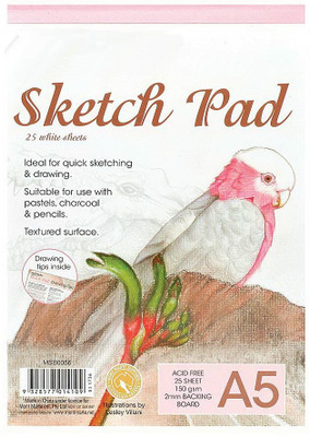 Gold Leaf A5 Sketch Pad for Pastels, Charcoal & Pencils Acid Free Sketch Pad Set of 1 Pcs Sketch Pad(25 Sheets)
