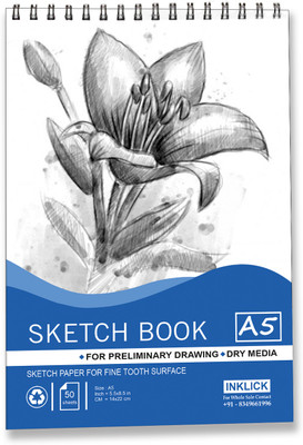 INKLICK 50 Sheet A5 Sketchbook | Top Spiral-Bound Sketchpad for Artists (Style 4) Sketch Pad(50 Sheets)