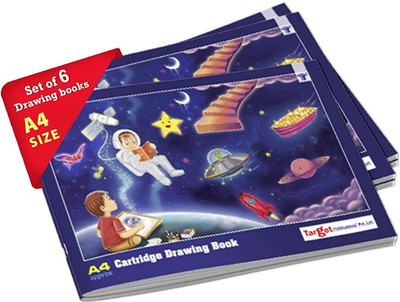 Target Publications Drawing Books | 4A Sketch Book for Colouring & Painting | 34 Pages | Set of 6 Sketch Pad(204 Sheets, Pack of 6)