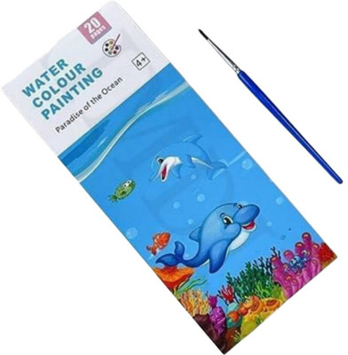 waztex Watercolor Painting Books for Kids & Students, 20 Pages Book with 1 Paint Brush Sketch Pad(20 Sheets, Pack of 3)