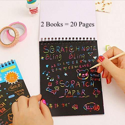 Anayatech kids rainbow scratch note book-pack of 4 Sketch Pad(10 Sheets, Pack of 4)