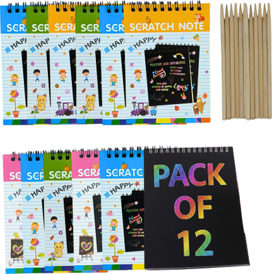 BEESLANZ Return Gifts for Birthday-12 pcs Scratch Book small -Creative Return Gift items Sketch Pad(10 Sheets, Pack of 12)