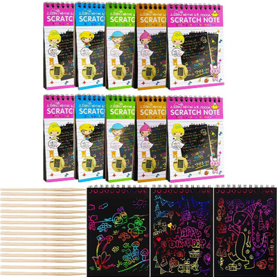 BM RETAIL ®A6 Drawing Book 10 Pages Rainbow Scratch Paper Art Activity Books Sketch Pad(10 Sheets, Pack of 10)