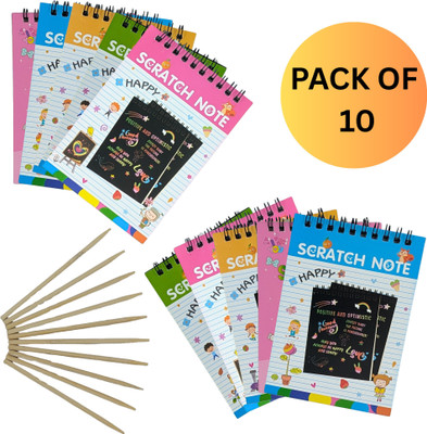 BEESLANZ Return Gifts for Birthday - 10 pcs Scratch Book small-Creative Return Gift items Sketch Pad(10 Sheets, Pack of 10)