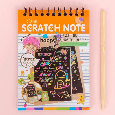 ECOMSHREEJI Rainbow Magic Paper Sheet Art Scratch Book For Kids 4+ Sketch Pad(10 Sheets, Pack of 6)