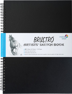 BRuSTRO Wire Bound Artists Sketch Book, A3 Size Sketch Pad(120 Sheets)