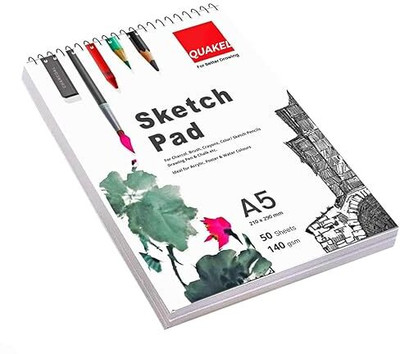 QUAKEL A5 Sketch Book/Artist Pad/Drawing Note/Sketch Pad Book 50 Sheets for Students Sketch Pad(50 Sheets)