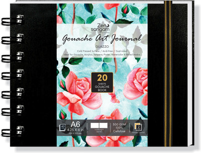 Zen Sangam Express your Mind A6 Spiral Gouache Journal - Landscape- 300 GSM-Gouache Book-Black Sketch Pad(20 Sheets)