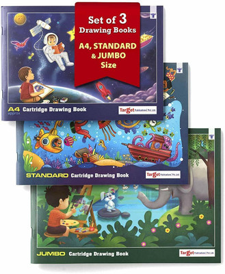 Target Publications Drawing Books | A4 (Approx), Standard & Jumbo Size |Sketch Pad 34 Pages|Set of 3 Sketch Pad(108 Sheets, Pack of 3)