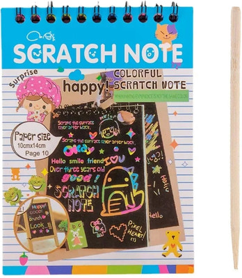 ECOMSHREEJI Rainbow Magic Paper Sheet Art Scratch Book For Kids 4+ Sketch Pad(10 Sheets, Pack of 4)