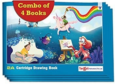 Target Publications Drawing Book for Kids | Sketchbook | 2A Size 34 Pages |24.13x17.15cm | Set of 4 Sketch Pad(144 Sheets, Pack of 4)