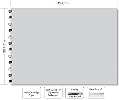 First Click A3 Drawing Notebook 140 GSM Cartridge Paper 60 Page+60 Butter, Spiral Sketch Pad(30 Sheets)