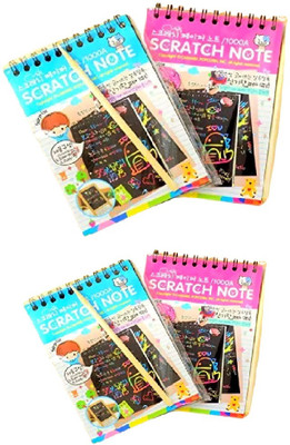 BM RETAIL A6 Drawing Book 40 Pages Rainbow Scratch Paper Notes Scratch Art Activity Books Sketch Pad(40 Sheets, Pack of 4)