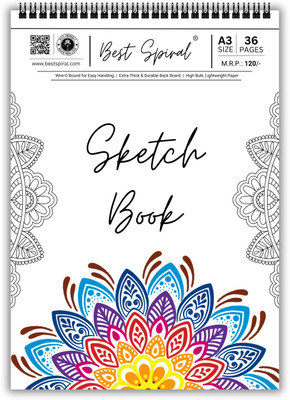 Best Spiral A3 Sketch Book | 36 Pages, 140 GSM | Sketch Pad(18 Sheets)