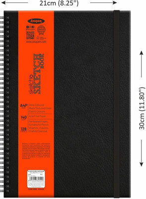 ANUPAM SketchO Wiro Sketchbook 140 GSM A4 Hardbound Natural Shade Paper Portrait Sketch Pad(64 Sheets)