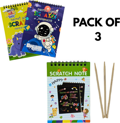 BEESLANZ Scratch book Big (Pack of 3) - Return gifts for birthday Sketch Pad(10 Sheets, Pack of 3)