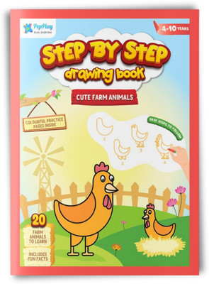 PepPlay Step by Step Drawing Book -Cute Farm Animal Sketch Books for Kids(4 to 10 Years) Sketch Pad(42 Sheets)