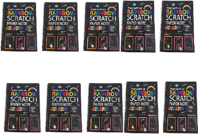BM RETAIL A4 Drawing Book 100 Pages Rainbow Scratch Paper Notes Scratch Art Activity Books Sketch Pad(100 Sheets, Pack of 10)