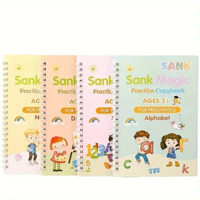KMECOMM 4pcs Magic Calligraphy Practice Book Practice Copy Book Children's Copy Sketch Pad(32 Sheets, Pack of 4)