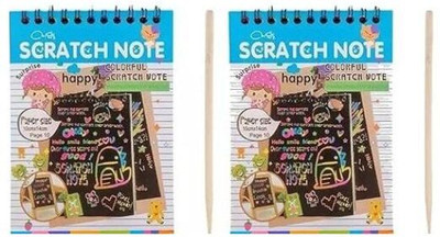 RVK Scratch Note Pad with Wooden Stylus Sketch Pad(10 Sheets, Pack of 2)