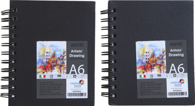 BRuSTRO Artists Wiro Bound Sketchbook, A6 Size, 116 Pages, 160 GSM (Acid Free) Sketch Pad(58 Sheets, Pack of 2)