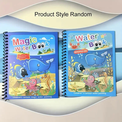 Newvent 2 Pcs Reusable Magic Water Quick Dry Book for Water Coloring with Magic Pen Sketch Pad(8 Sheets, Pack of 2)