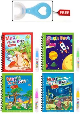 KlickBuyStore Magic Water Quick Dry Re-usable Kids Coloring Book with Magic Pen for Kids Sketch Pad(4 Sheets, Pack of 4)