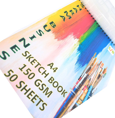 KRASHTIC A4 Sketch Book Smooth White Paper For Drawing Sketching Water Drawing Pack of 1 Sketch Pad(50 Sheets)