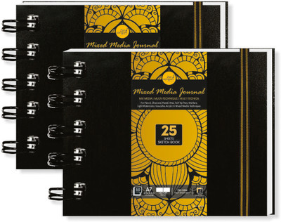Zen Sangam Express your Mind A7 (Pack of 2)Landscape Artists’- 230 GSM Spiral Mixed Media Art Journal- Sketch Pad(25 Sheets, Pack of 2)
