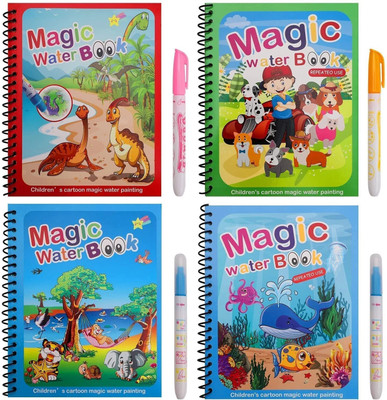 Laxmi Enterprises MAGIC WATER BOOK COLOURING WITH WATER PACK OF 4 Sketch Pad(4 Sheets, Pack of 4)