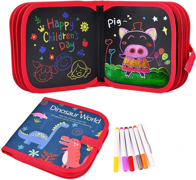 PERRIHAFASHION Erasable Doodle Set 6 Page with Draw Stick for Kids Magic Reusable Drawing Book Sketch Pad(6 Sheets)