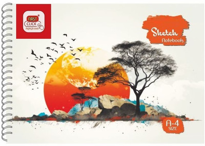 First Click A4 Spiral Sketch Pad Notebook 140 GSM 50 Drawing Sheets+50 Butter Papers Sketch Pad(50 Sheets)