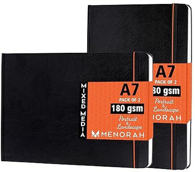 MENORAH Artist Sketchbook-Drawing Notebook,Handmade Sketchbook- (Landscape & Portrait) Sketch Pad(50 Sheets, Pack of 2)