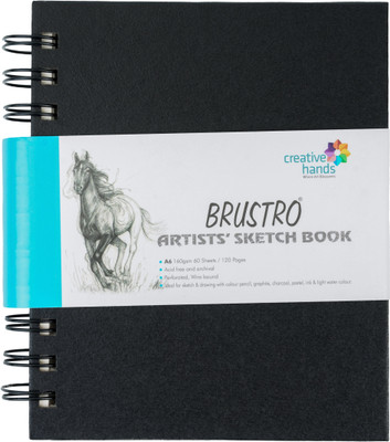 BRuSTRO Artists Small Wiro Bound Sketch Book, A6 Size, 120 Pages, 160 GSM Sketch Pad(60 Sheets)