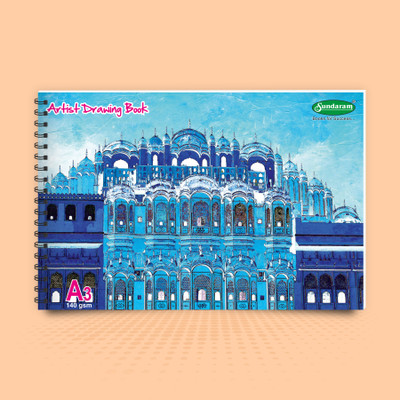 SUNDARAM A3 Artist Drawing Book 50 Sheets/ 100 Pages - 140 GSM -Top Spiral- Drawing Book Sketch Pad(50 Sheets, Pack of 12)