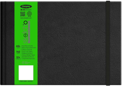 ANUPAM SketchO Sketchbook Hardbound Elastic Closure Landscape A5 Size, 140 GSM Sketch Pad(64 Sheets)
